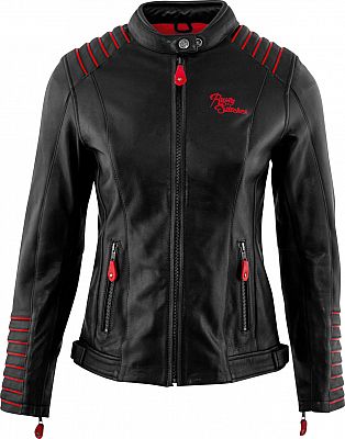 Rusty Stitches Amanda, Lederjacke Damen - Schwarz/Rot - 38 von Rusty Stitches