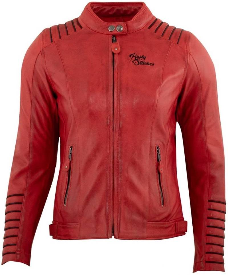 Rusty Stitches Amanda Damen Motorrad Lederjacke (Red/Black,40) von Rusty Stitches