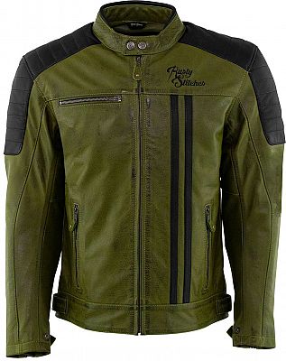 Rusty Stitches Cooper, Lederjacke - Dunkelgrün/Schwarz - XL von Rusty Stitches