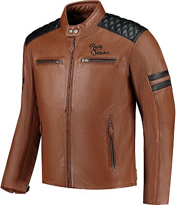 Rusty Stitches Jari V2, Lederjacke - Braun/Schwarz - S von Rusty Stitches