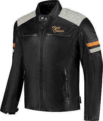 Rusty Stitches Jari V2, Lederjacke - Schwarz/Hellgrau/Gold - 3XL von Rusty Stitches