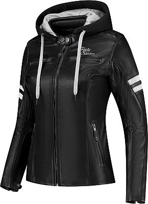 Rusty Stitches Joyce Hooded V2, Lederjacke Damen - Schwarz/Weiß - 36 von Rusty Stitches