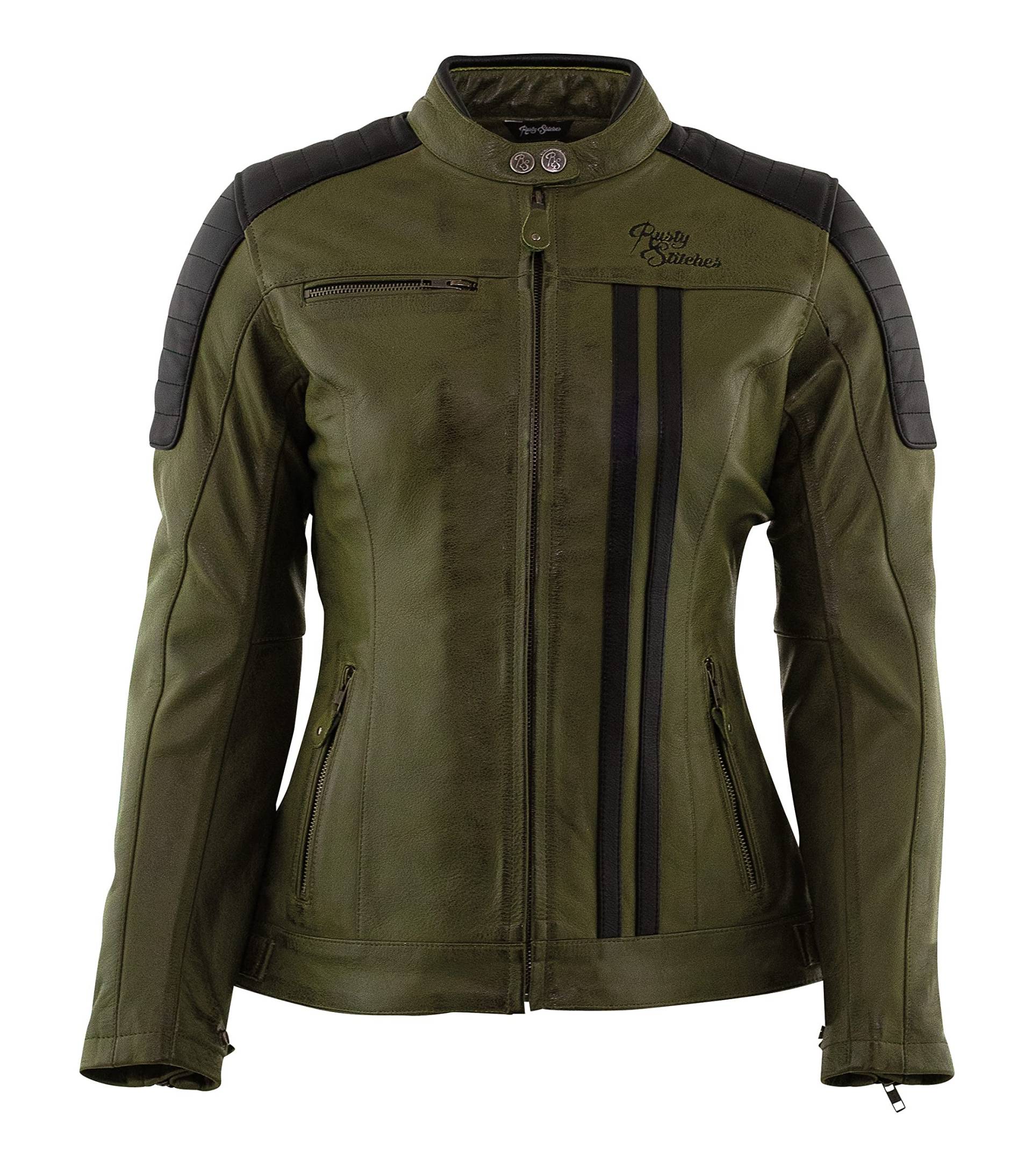 Rusty Stitches Lederjacke Alice Lady, Green/Black, 42 von Rusty Stitches