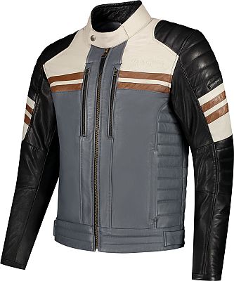 Rusty Stitches Steve, Lederjacke - Grau/Schwarz/Weiß/Braun - 4XL von Rusty Stitches