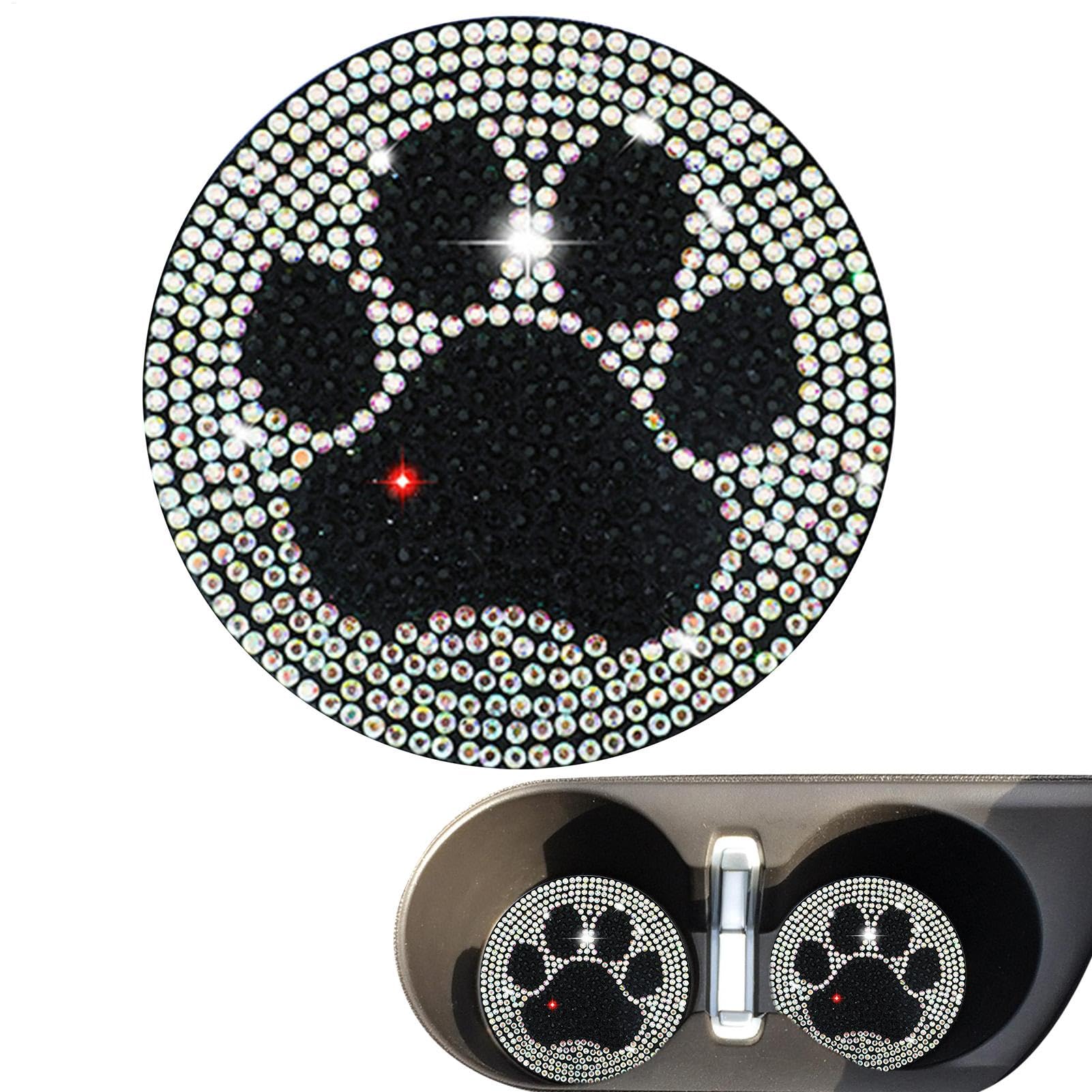 Ruwshuuk Auto Cup Halter Einsatz, Bling Cup Halter Car - PVC Halter einfügen Auto Coasters Cup Matten - Black Bling Pushion Cupholderauto Innenzubehör Matten für Zuhause, Büros und Küche von Ruwshuuk