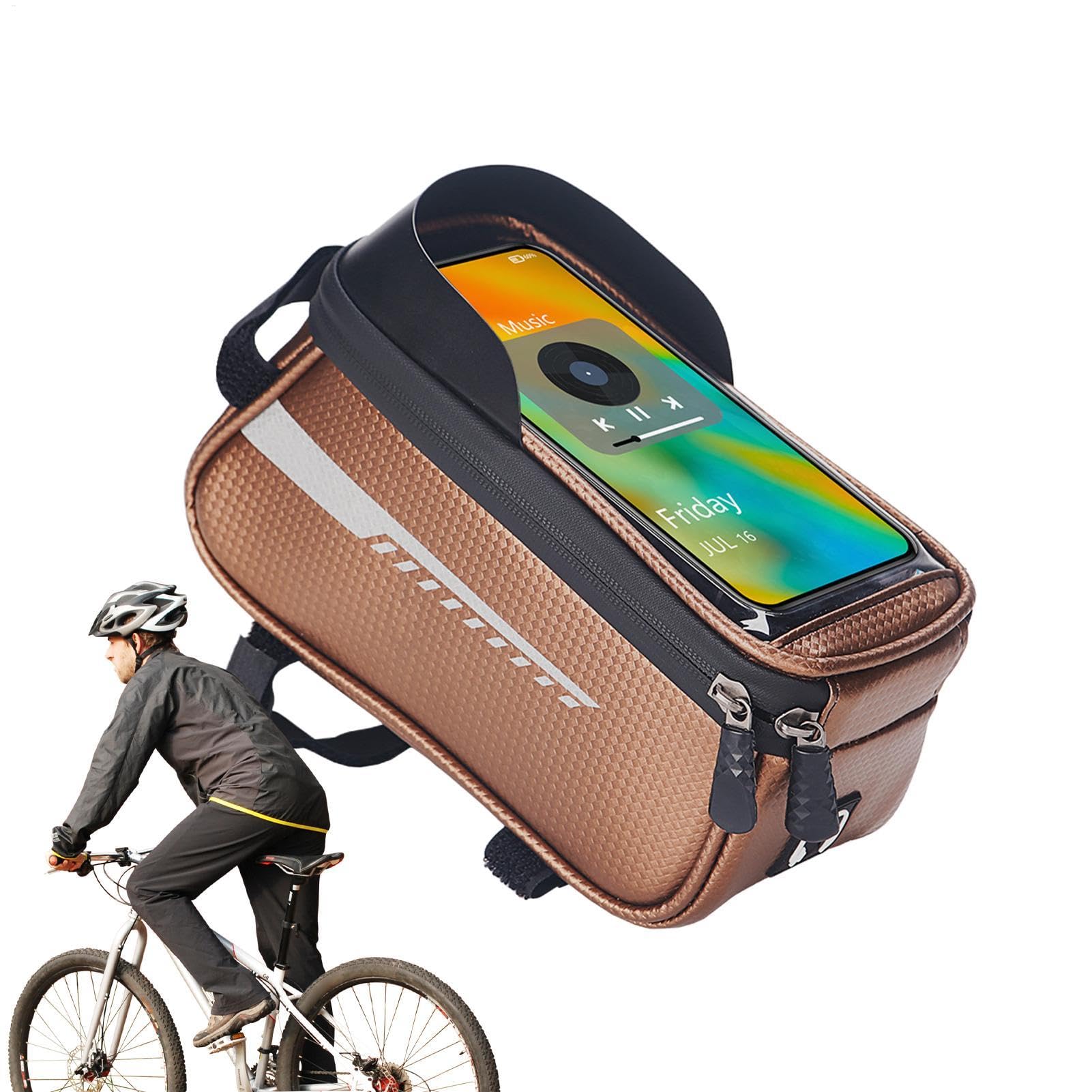 Ruwshuuk Fahrrad-Handyhalterung, Fahrradschlauchtasche mit Sonnenblende, Regenschutz, Roller-Zubehörtasche für Outdoor, Pendeln, Reisen von Ruwshuuk