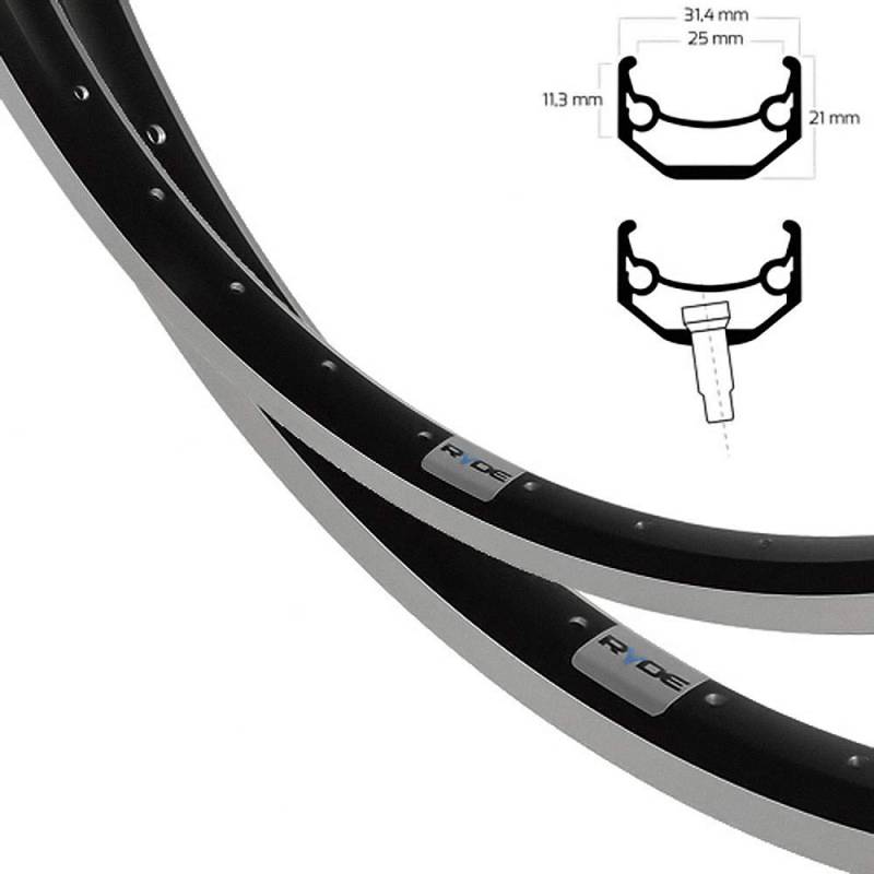 Ryde Felge Andra 40 25-507mm 32Loch schwarz + SCHLAUCHFLICKEN von Ryde