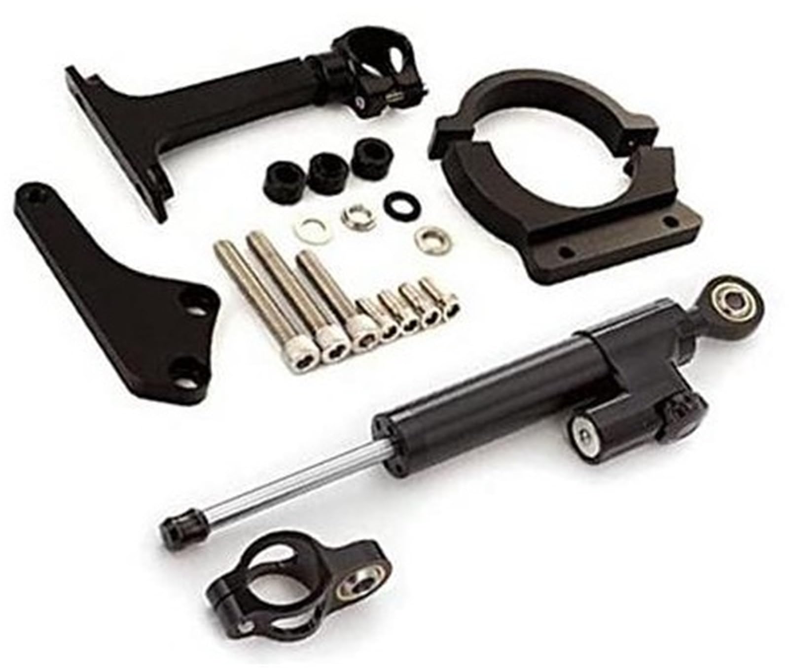 Lenkungsdämpfer für Motorräder, Rynplex ER6N, 650R 2006–2008 2007, Motorrad-Aluminium-Stabilisierungshalterungs-Montagesatz(BLACK 8) von Rynplex