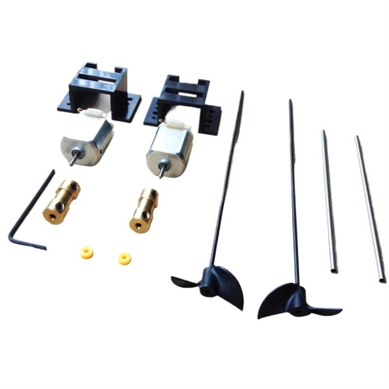 Rynplex 1 Paar Doppelmotoren RC Bootsantriebssatz 130 Motor + Motorsitz + Kupferkupplung + 15 cm Welle + Propeller-Kit, for DIY-Modellschiff-Kits Antriebswelle für Boote von Rynplex