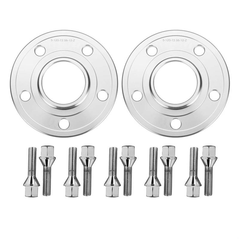 Rynplex 2 STÜCKE 12mm Hubcentric Auto Rad Spacer Adapter Shims Kit 5X120mm, for BMW, 1 3 5 6 7 8 Serie E46 E60 E61 E90 E91 E92 Z3 Distanzstück-Adapterscheiben von Rynplex