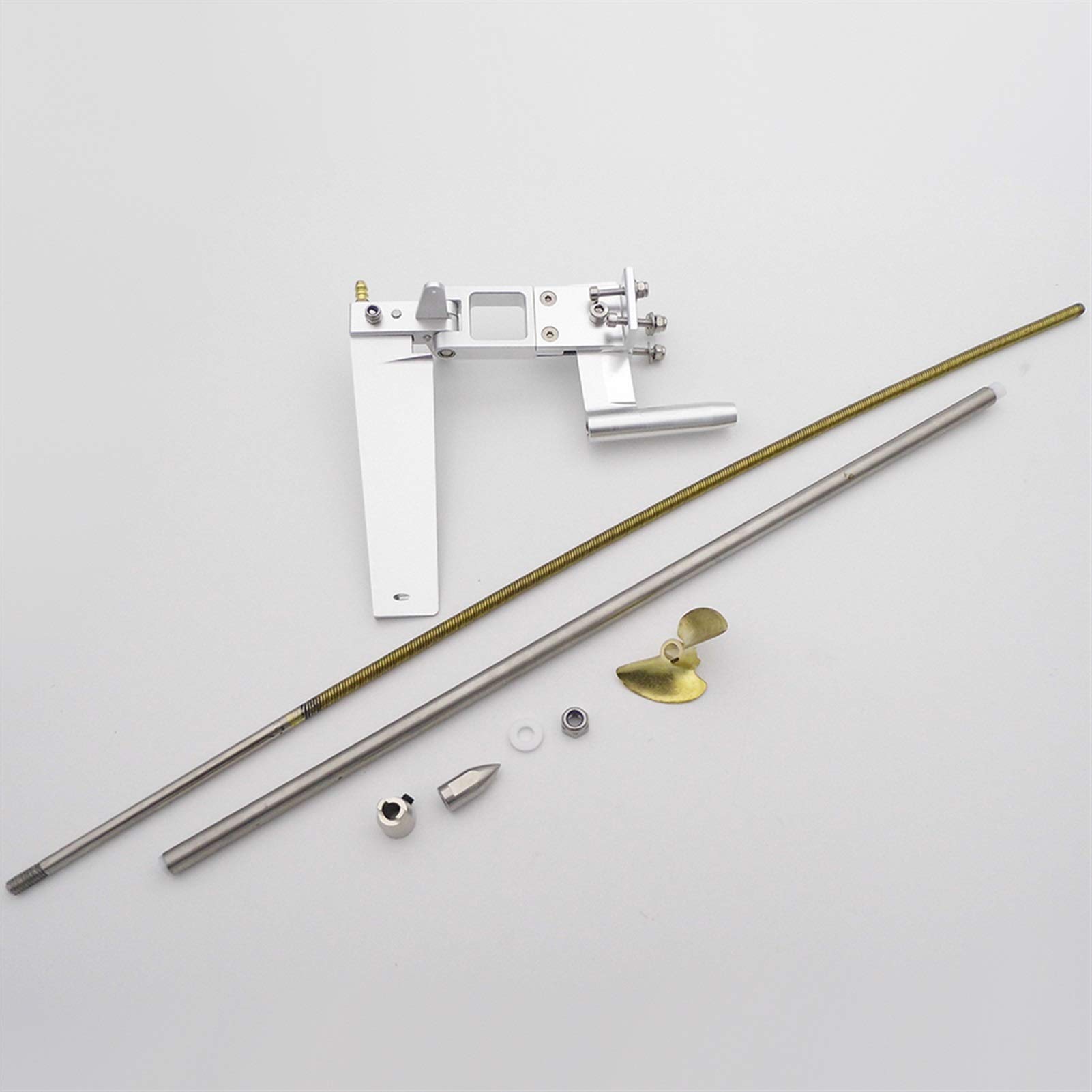 Rynplex 4,76 mm 3/16 Zoll 40 cm-52 cm Flexibles Antriebswellenkabel + Wellenstrebe + 110 mm Ruder + 38 mm Propeller, for RC-Boot-Katamaran CAT Speed Antriebswelle für Boote(400mm Long Shaft) von Rynplex