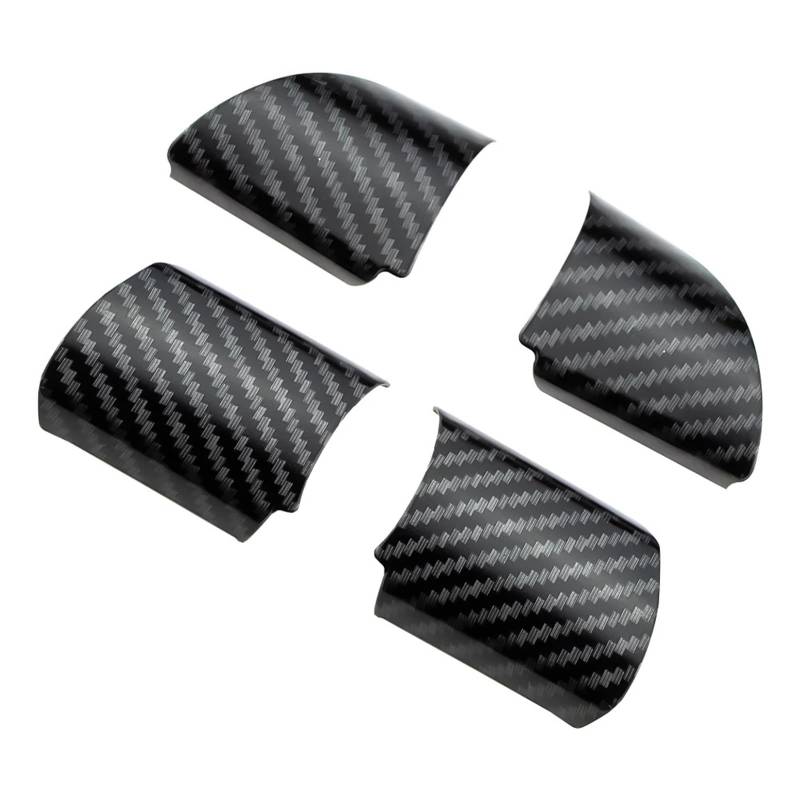 Rynplex 4-teiliges Set, ABS-Chrom-Lenkradverkleidungsaufkleber, for Ford, for Focus 2 MK2 2005–2011, Auto-Styling-Aufkleber, Autozubehör Lenkradaufkleber(Carbon Fiber Black) von Rynplex