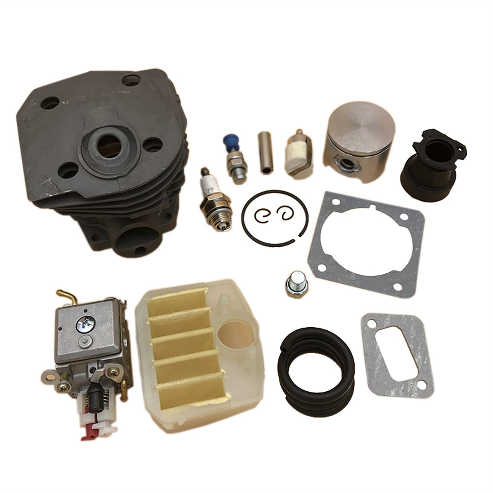 Rynplex 44mm Zylinderkolben-Luftfilter-Vergaserdichtungssatz Kettensägenmotor-Motorteile, for Husqvarna, 350 351 353 346 XP 346XP Kettensägen-Zylinderkolben von Rynplex