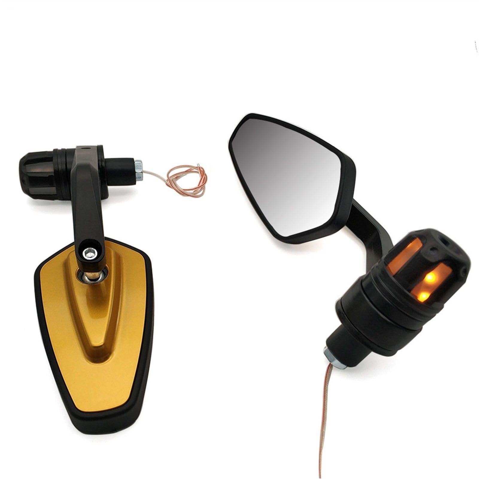 Rynplex 7/8 "22mm Motorrad Seitenspiegel Lenkerendenspiegel Blinker GSX250 GSX550 GSX600 GSXR1000 GSXR1100 Katana Verstellbare Motorradspiegel(Gold) von Rynplex