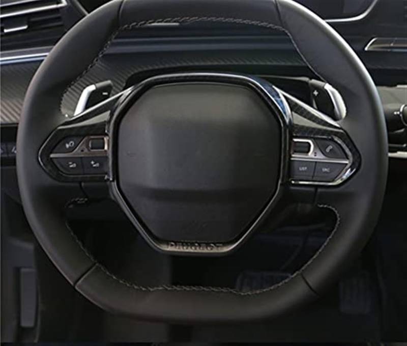 Rynplex Autozubehör, for Peugeot, 5008 GT 2017–2021, ABS-Auto-Lenkrad-Schalttafel-Abdeckung, Pailletten-Ordnung, Aufkleber-Hülle Lenkradaufkleber(Black Black) von Rynplex