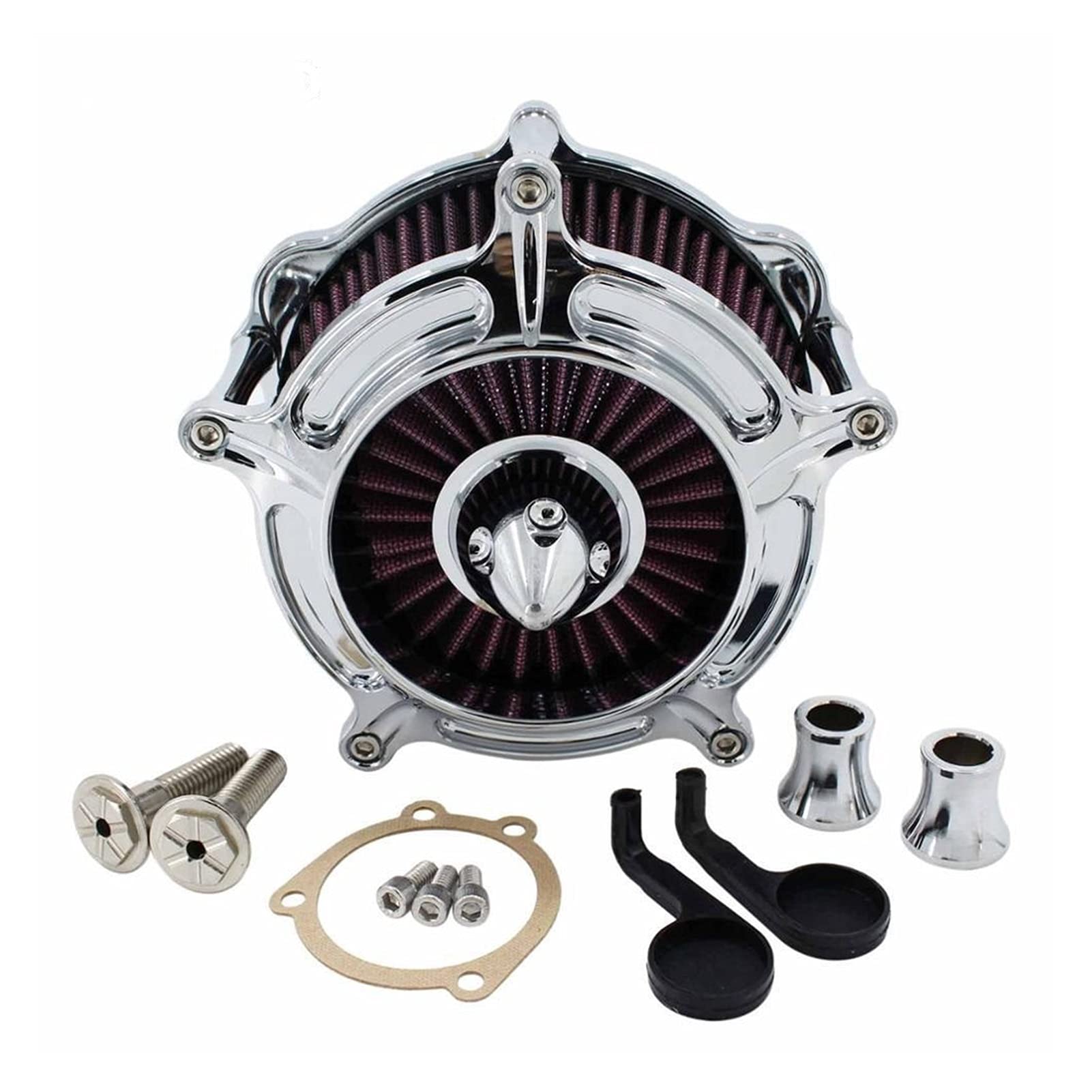 Rynplex Chrom-Turbinen-Spike-Luftfilter-Ansaugfilter, for Harley, Sportster XL883 XL 1200C 1200L 883 Low Forty-Eight Seventy-Two 1991-2019 Lufteinlassfilter von Rynplex