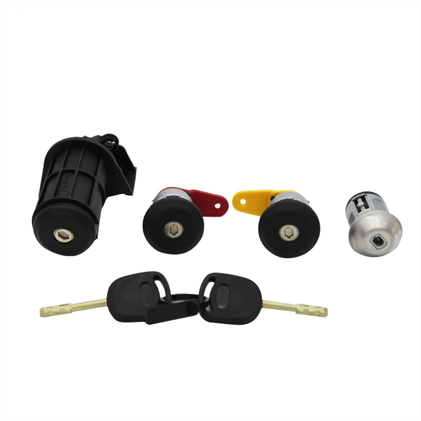 Rynplex KOMPLETTES Schloss-Set ZÜNDSCHALTER Links RECHTS TÜRSCHLOSS STAMMSCHLOSS, for Ford, KA, for Fiesta, Courier Escort Türschließzylinder von Rynplex