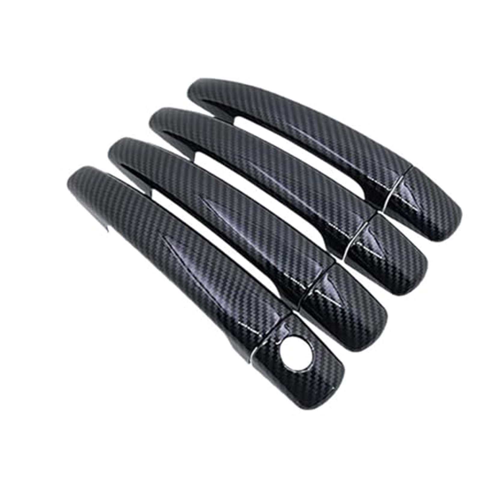 Rynplex Kohlefaser-Autotürgriffabdeckungsverkleidung, for Citroen, C3 Tuning Mk2 2009~2015, Auto-Styling-Kappenaufkleber Auto-Außentürgriffe(Black 4handle 1keyhole) von Rynplex