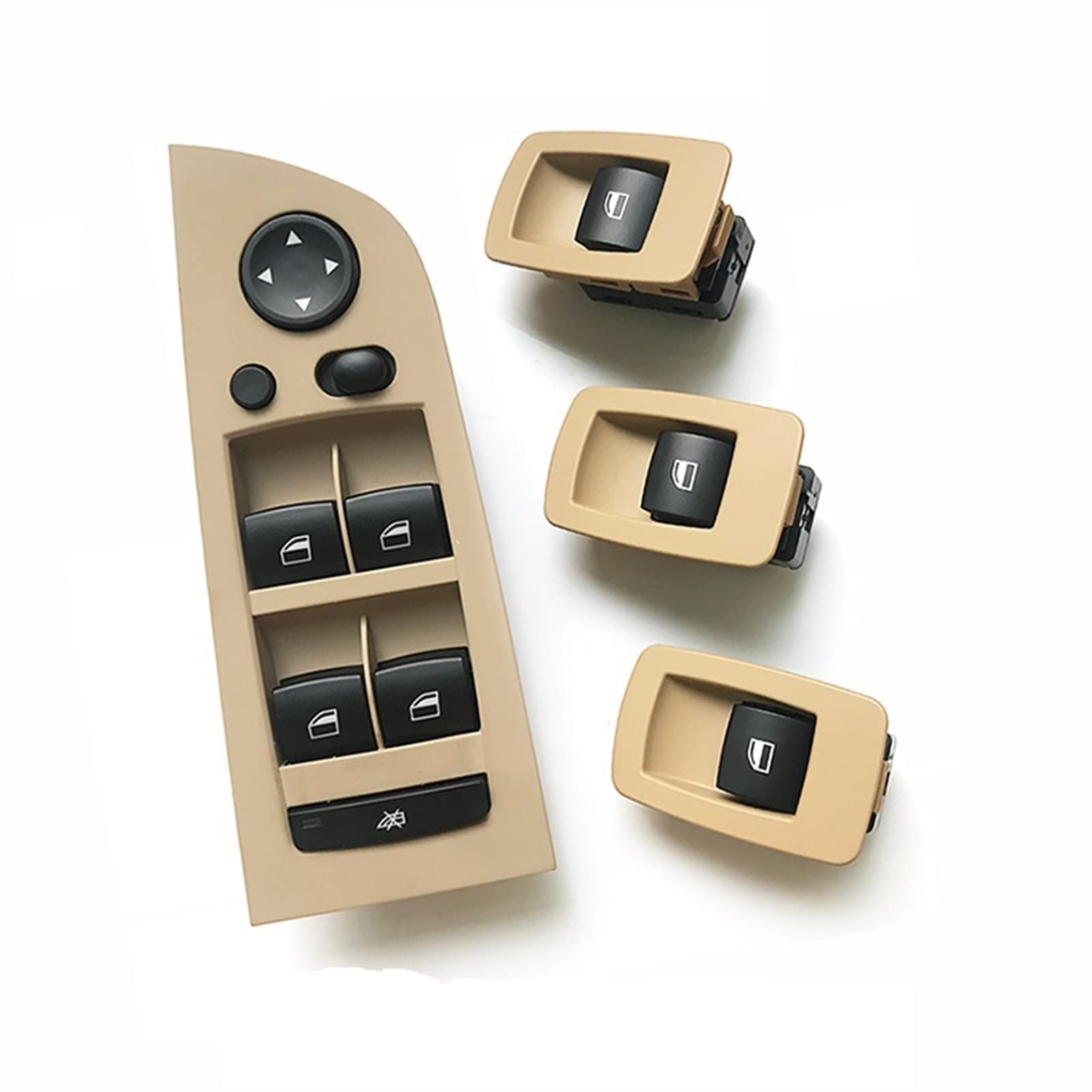 Rynplex LHD RHD Innentür-Fensterheber-Schalterregler mit äußerer Abdeckplatte, 4-teiliges Set, for, for 3er E90 316 318 320 325 328i Auto-Innentürgriff(LHD A Beige Set) von Rynplex