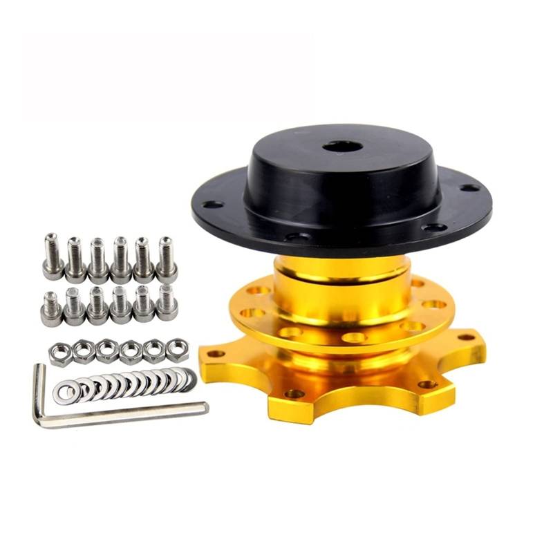 Rynplex Lenkrad-Schnellspanner, Snap-Off-Nabenadapter, Lenkradnaben-Boss-Kit Lenkradadapter(Gold) von Rynplex