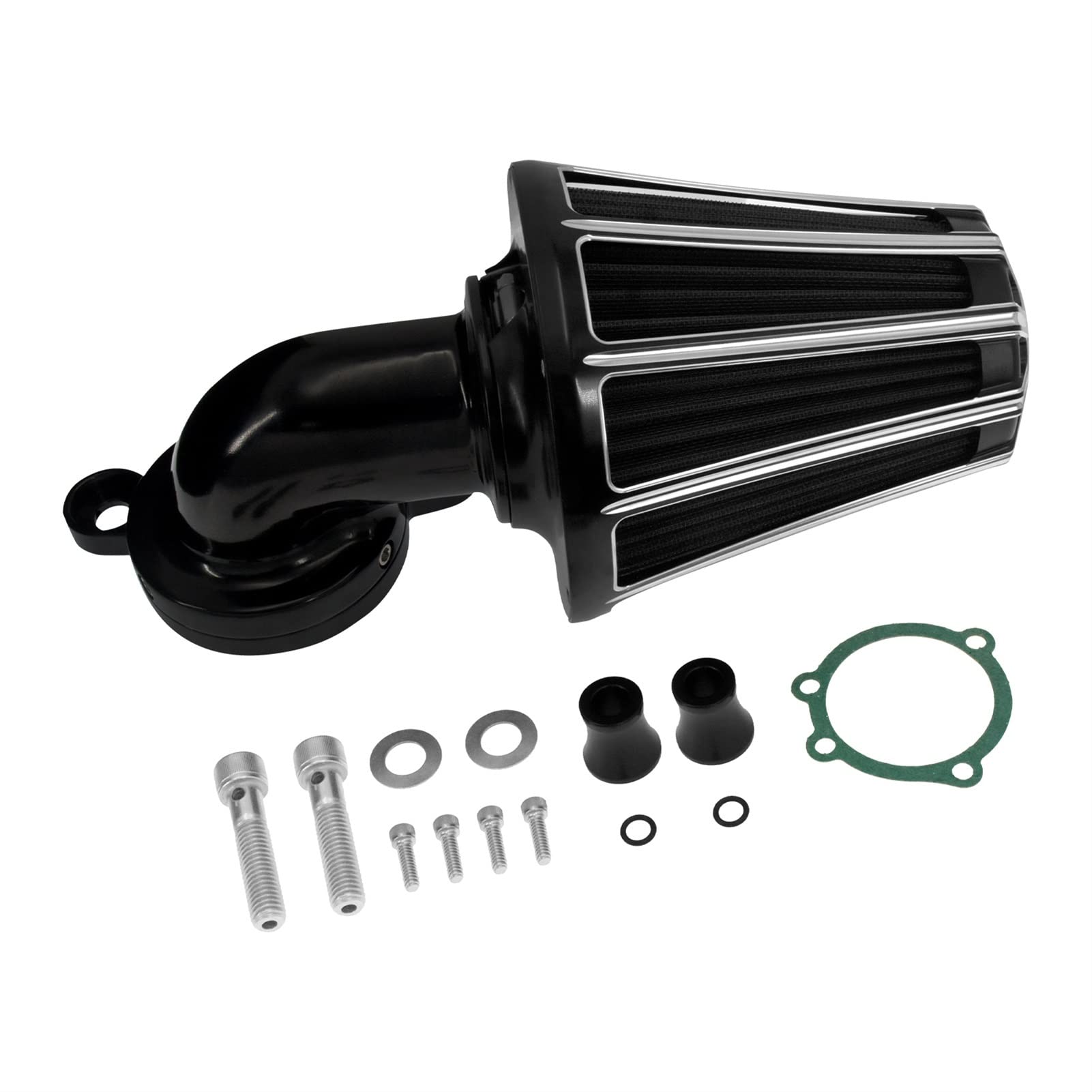 Rynplex Motorrad CNC Luftfilter Ansaugfilter Schwarz Chrom Cut, for Harley, Sportster XL XR 1200 883 72 48 Custom Nightster 2004-2021 Lufteinlassfilter(Air Cleaner A) von Rynplex