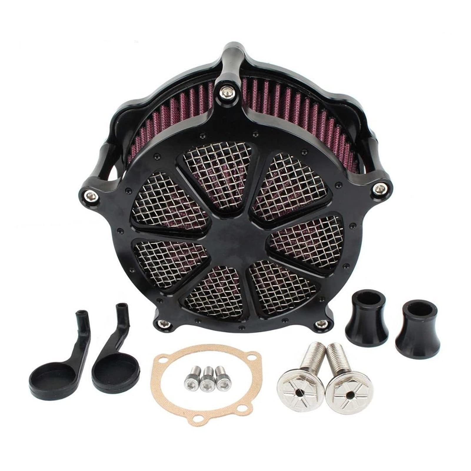 Rynplex Motorrad CNC Luftfilter Ansaugluftfiltersystem Kit, for Harley, Sportster Iron XL 883 1200 48 72 Fourty Eight Superlow Schwarz Lufteinlassfilter von Rynplex