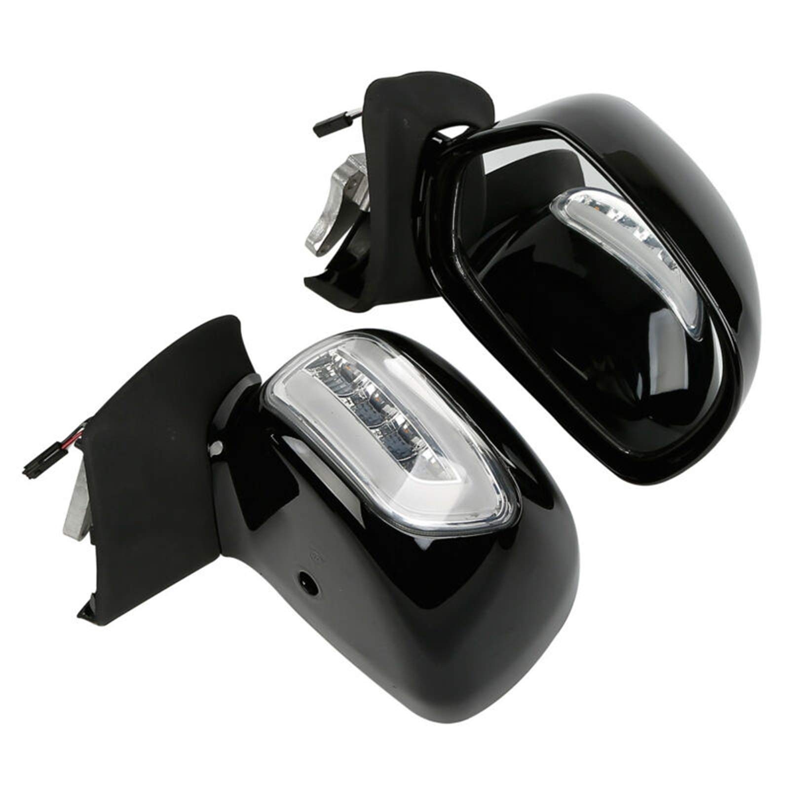 Rynplex Motorrad Links Rechts Rückspiegel W/LICHT Blinker Goldwing GL1800 2001-2012 Verstellbare Motorradspiegel(Black and Clear) von Rynplex