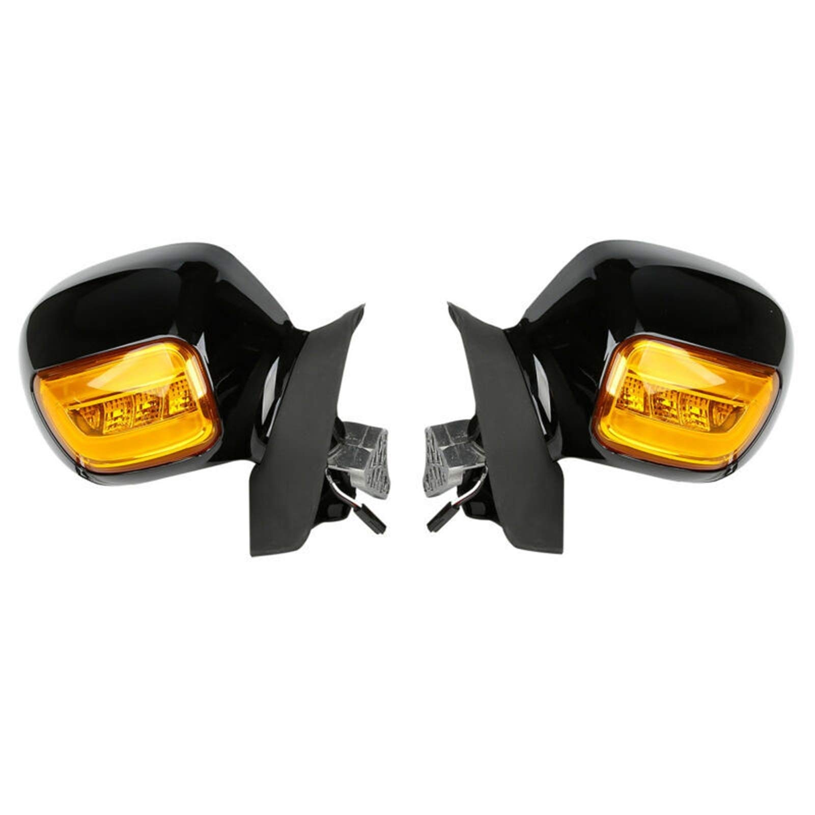 Rynplex Motorrad Links Rechts Rückspiegel W/LICHT Blinker Goldwing GL1800 2001-2012 Verstellbare Motorradspiegel(Black and Orange) von Rynplex