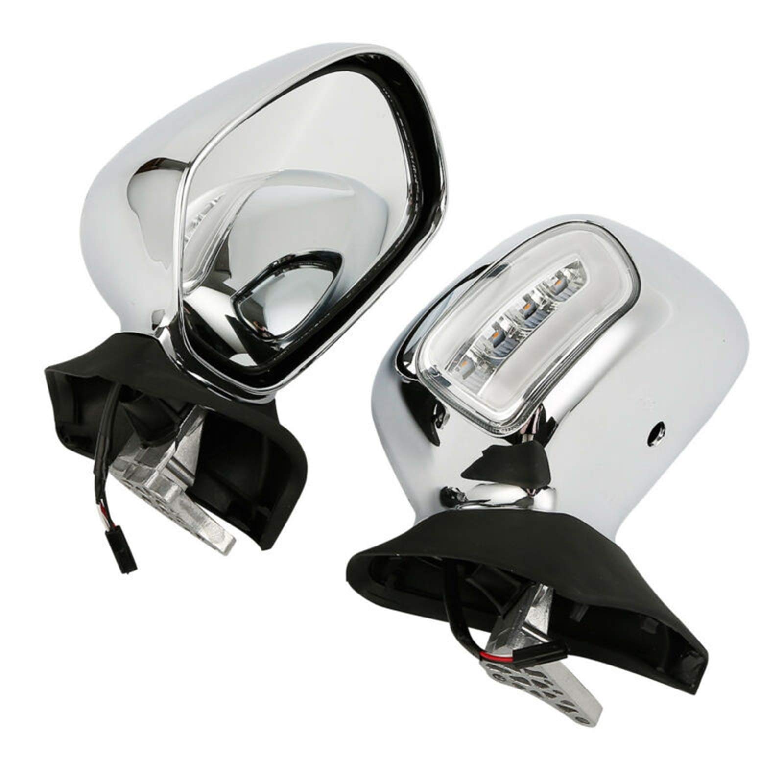 Rynplex Motorrad Links Rechts Rückspiegel W/LICHT Blinker Goldwing GL1800 2001-2012 Verstellbare Motorradspiegel(Chrome and Clear) von Rynplex