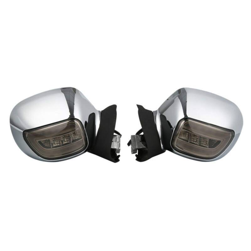 Rynplex Motorrad Links Rechts Rückspiegel W/LICHT Blinker Goldwing GL1800 2001-2012 Verstellbare Motorradspiegel(Chrome and Smoke) von Rynplex