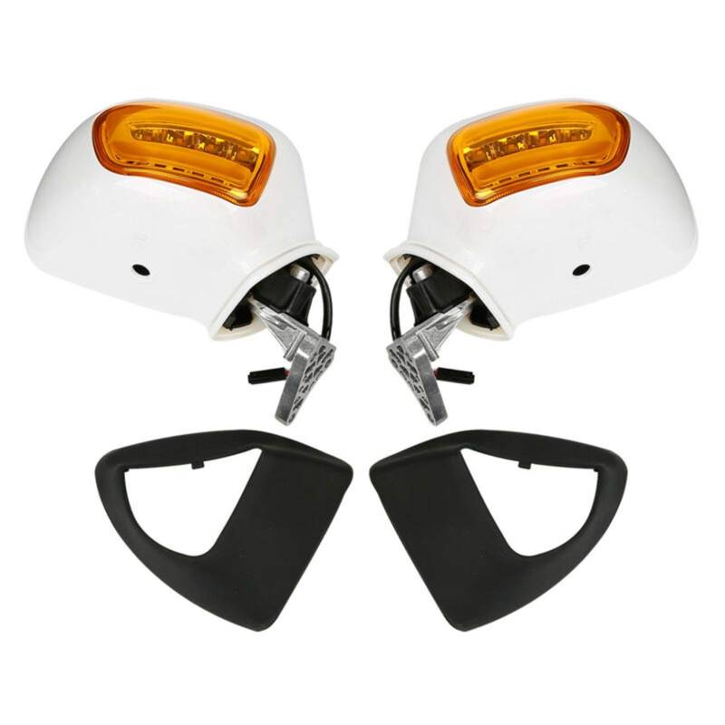 Rynplex Motorrad Links Rechts Rückspiegel W/LICHT Blinker Goldwing GL1800 2001-2012 Verstellbare Motorradspiegel(White and Orange) von Rynplex