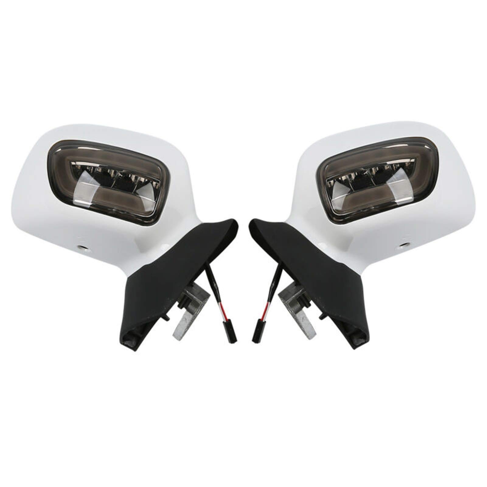 Rynplex Motorrad Links Rechts Rückspiegel W/LICHT Blinker Goldwing GL1800 2001-2012 Verstellbare Motorradspiegel(White and Smoke) von Rynplex