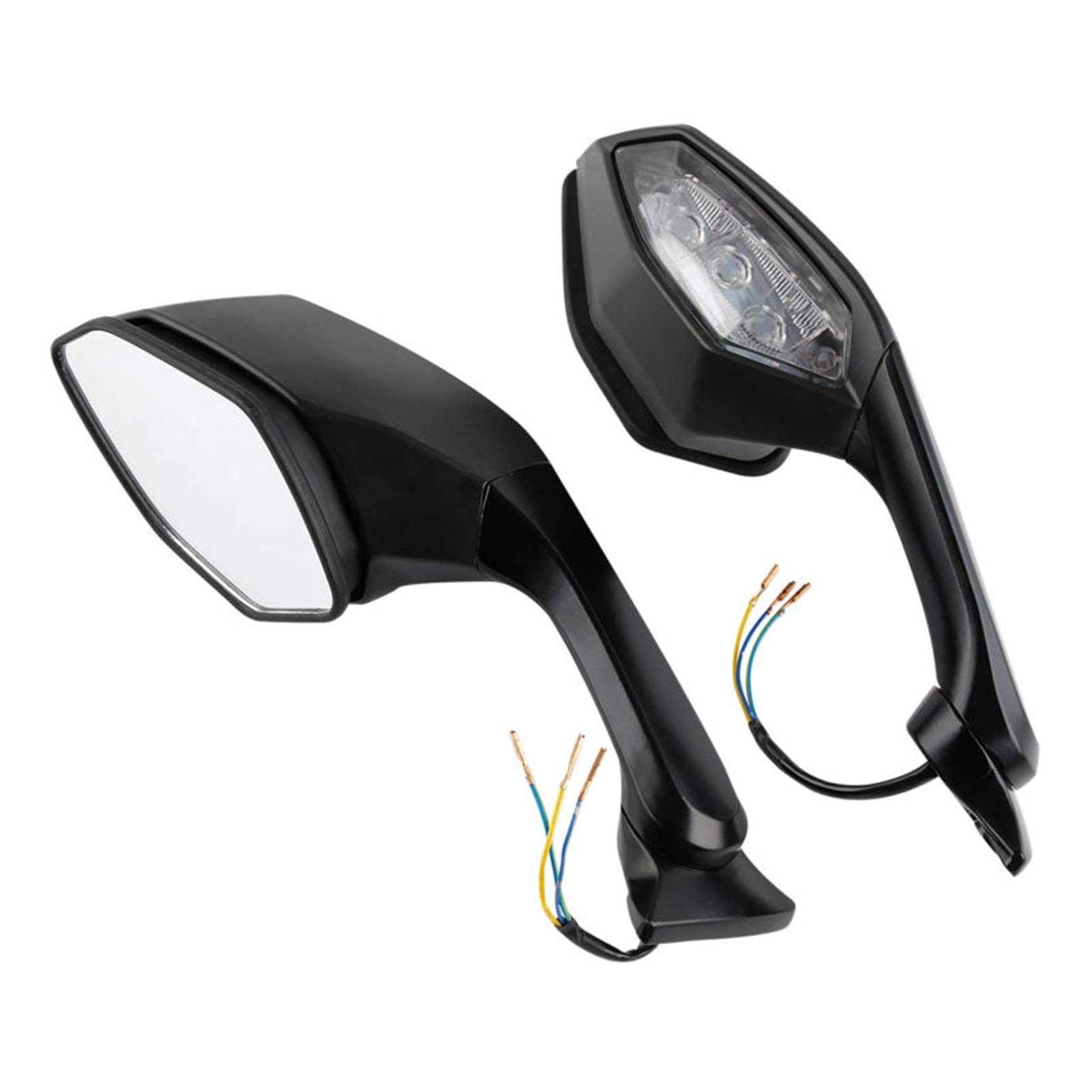 Rynplex Motorrad-Rückspiegel Seitenspiegel Licht Blinker Licht, for, YZF R6 2017 YZF R1 2015-2019 16 Verstellbare Motorradspiegel von Rynplex