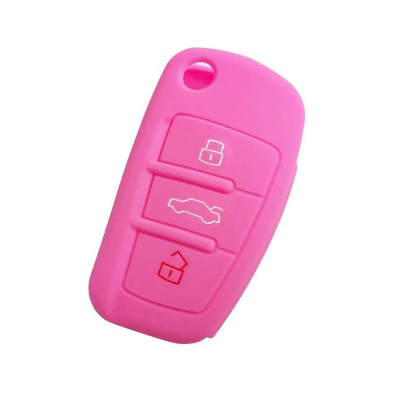 Rynplex Silikon-Autoschlüsselhülle, Klappschlüsselanhänger, for A1 A3 A4 A5 A6 A7 A8 R8 TT S5 S6 S7 S8 SQ5 Q5 Q7 RS5 Autoschlüsselhalter(Pink) von Rynplex