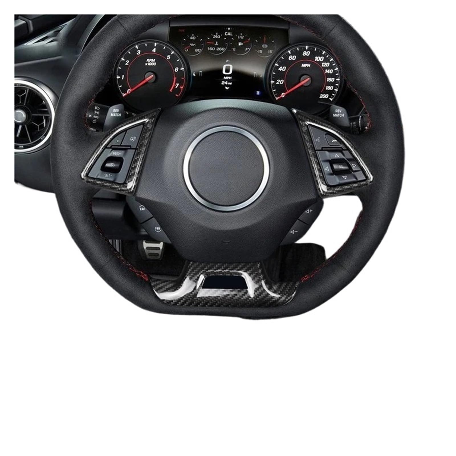 Rynplex for Chevrolet, for Camaro, 2016–2023, echte Kohlefaser, Auto-Innenraum, Lenkradrahmen, Verkleidung, Mittelabdeckung, Aufkleber, Dekoration Lenkradaufkleber(Type A Carbon) von Rynplex