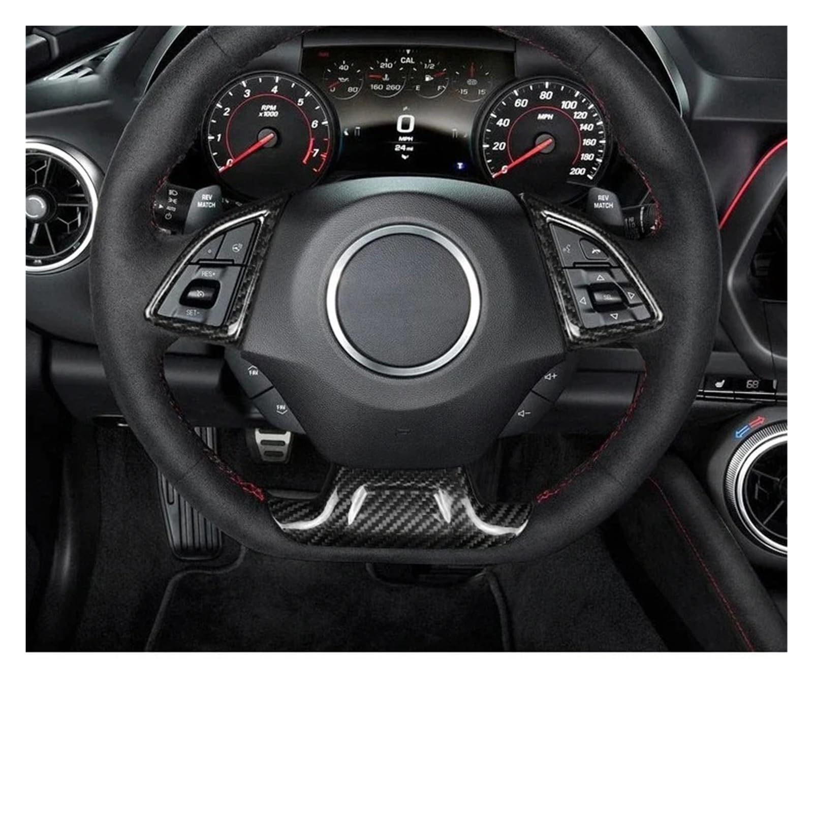 Rynplex for Chevrolet, for Camaro, 2016–2023, echte Kohlefaser, Auto-Innenraum, Lenkradrahmen, Verkleidung, Mittelabdeckung, Aufkleber, Dekoration Lenkradaufkleber(Type B Carbon) von Rynplex