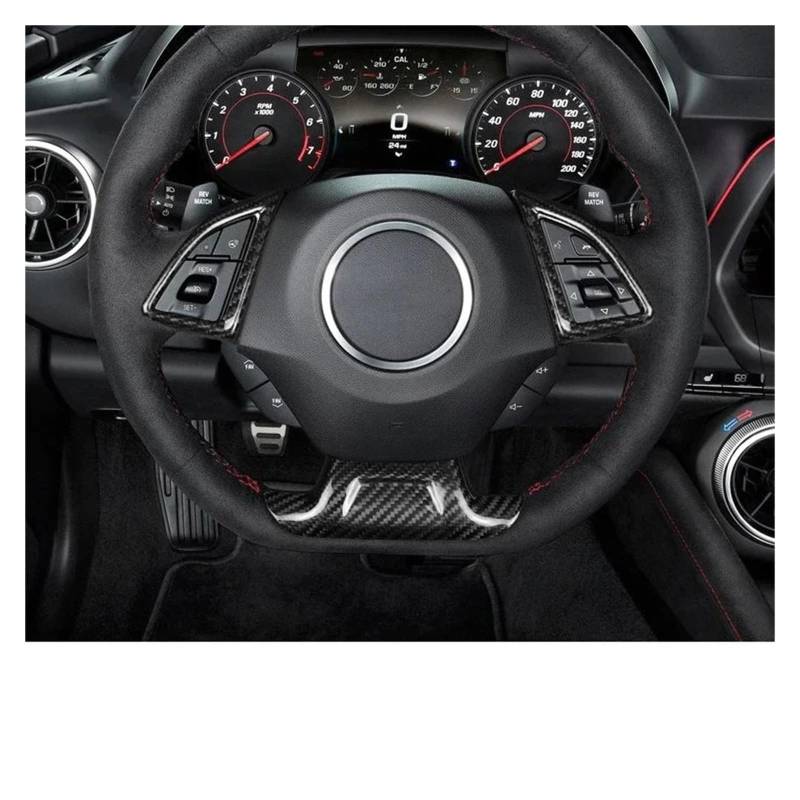 Rynplex for Chevrolet, for Camaro, 2016–2023, echte Kohlefaser, Auto-Innenraum, Lenkradrahmen, Verkleidung, Mittelabdeckung, Aufkleber, Dekoration Lenkradaufkleber(Type B Carbon) von Rynplex