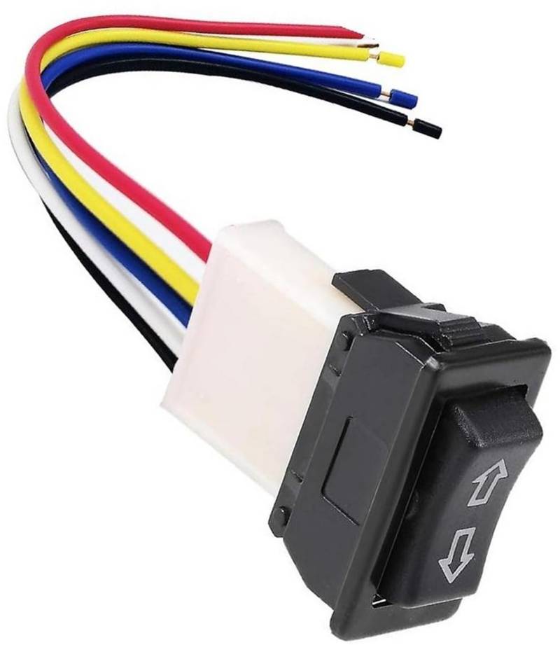 Steuerknopf für Seitenfenster im Auto, Rynplex Universal 5-Pin Auto Fenster Schalter Auto Control Master Rocker Schalter Mit Schalter Kabelbaum Momentary Glas DC 12V von Rynplex