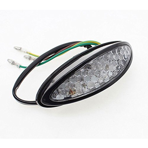 rzmmotor 12 V 3,6 W 19 LED Motorrad Rücklicht integrierte Leuchte CLEAR LENS Drehen Nummernschild integrierte Signal Bremse Stop Running Teller Mount Universal Fit für Suzuki Yamaha Kawasaki Honda von Rzmmotor