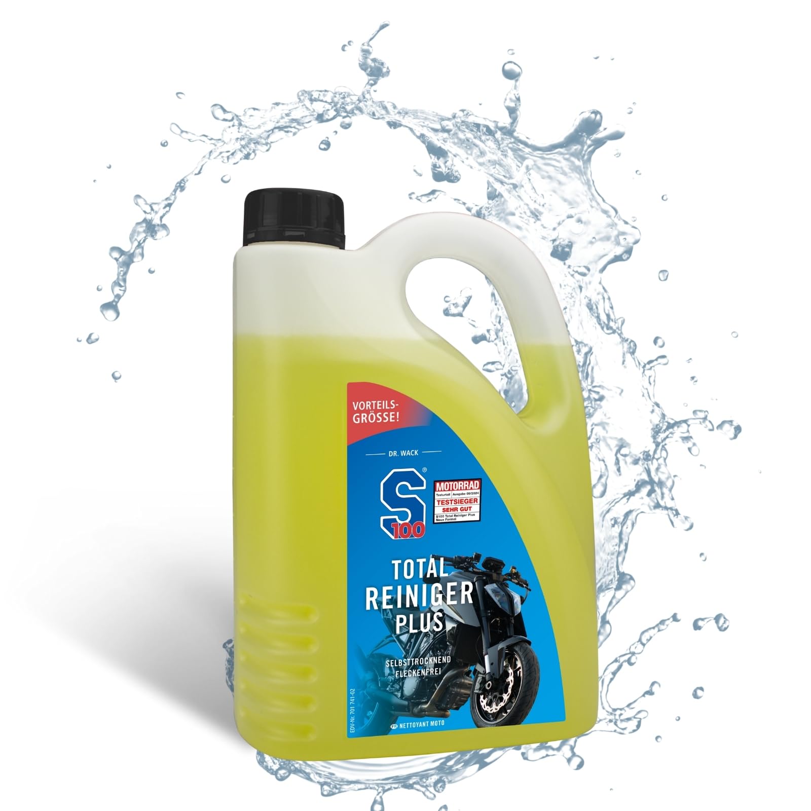 Dr. Wack - S100 Total Reiniger Plus 2 Liter - Effektiver Motorrad-Reiniger mit Gel-Formel - Schonende Reinigung von Verschmutzungen - Hohe Ergiebigkeit & Reinigungskraft - Hochwertige Motorradpflege von DR. WACK