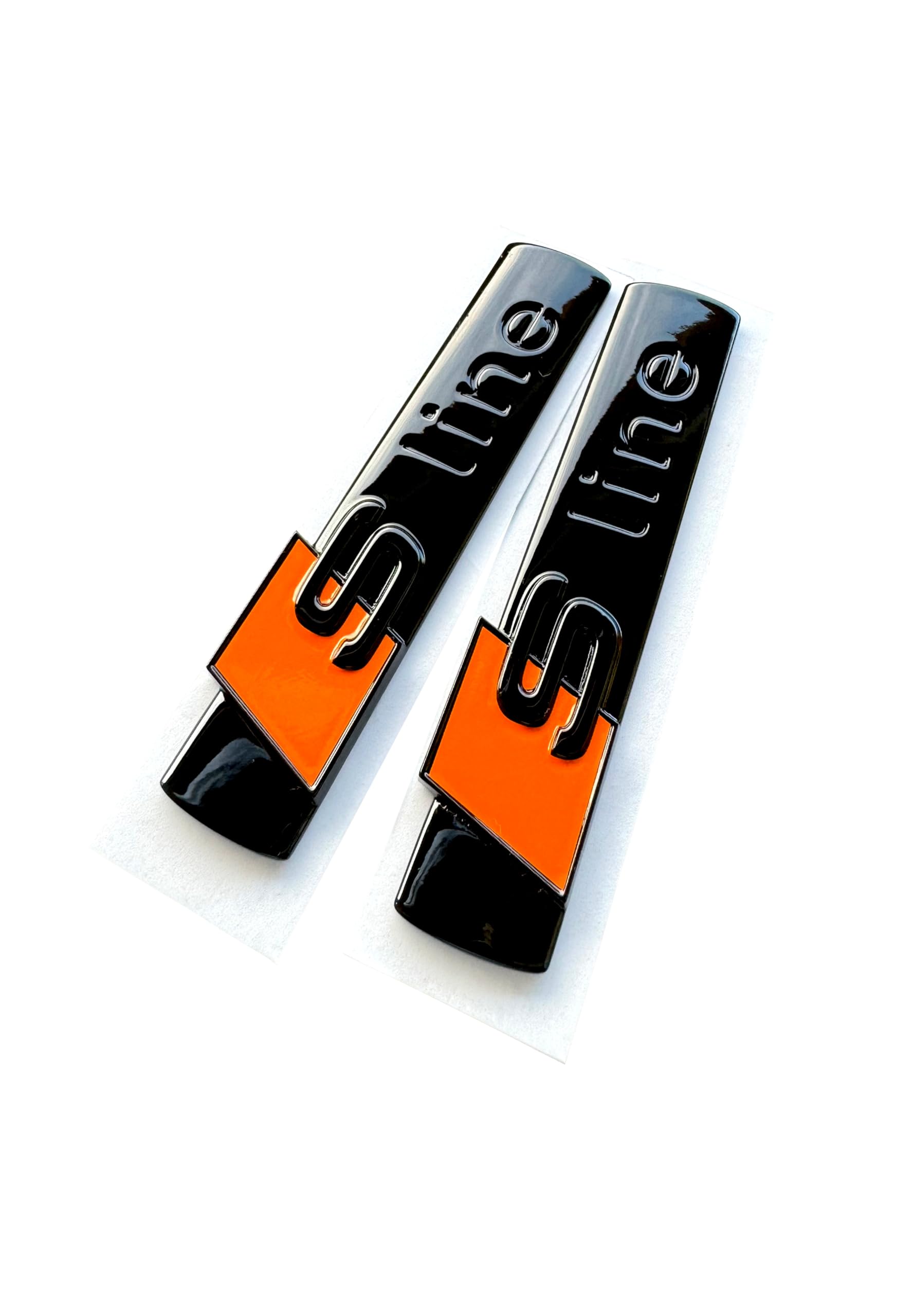 Original Audi S-Line Emblem in Schwarz Glanz 8N0 853 601 A (Orange) von S LINE