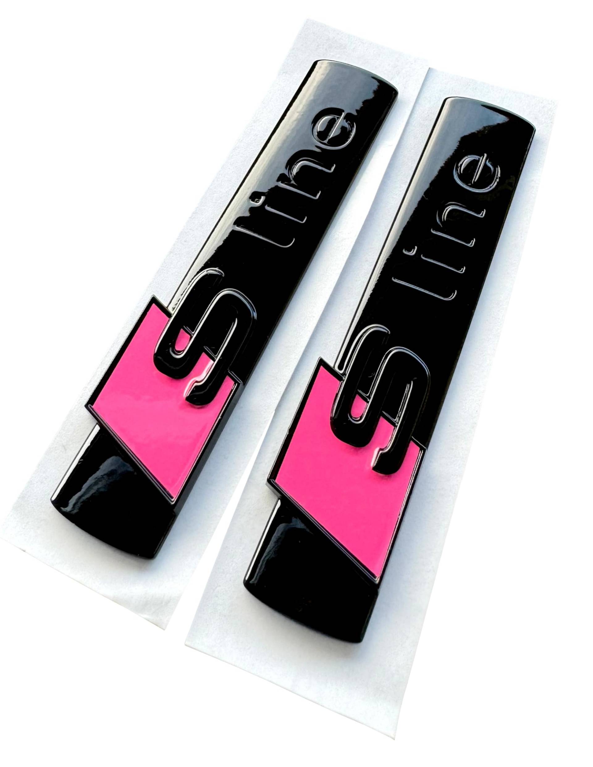 Original Audi S-Line Emblem in Schwarz Glanz 8N0 853 601 A (Pink) von S LINE