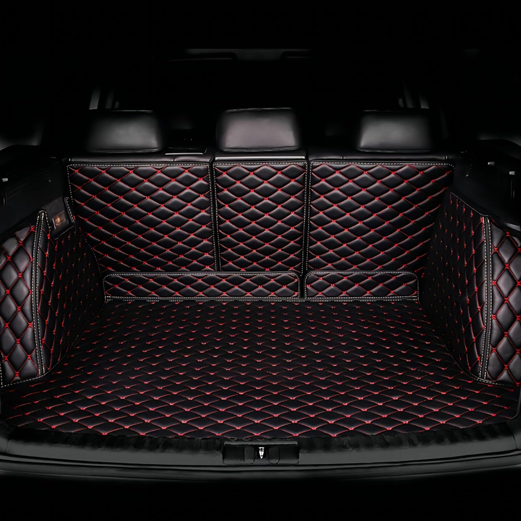 Auto Leder Kofferraummatte für Mazda CX-5 2012-2016, Vollabdeckung Antirutschmatte Wasserdicht Kratzfest Kofferraumschutz, Auto Zubehör,Black-Red von SAAKO