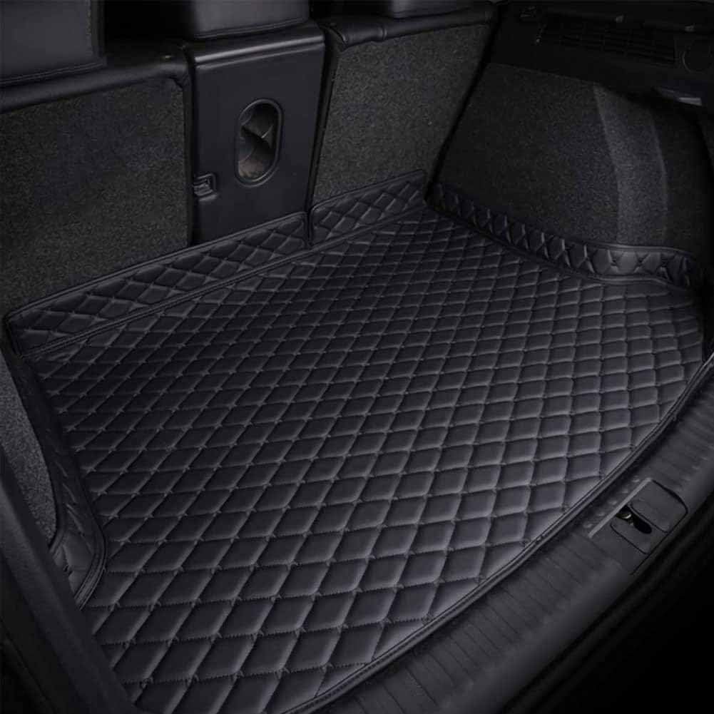 Auto Leder Kofferraummatte FüR Audi Q7 5 seast 2016-2022, Kofferraum Schutzmatte Teppich Kofferraumwanne Pad Kratzfest rutschfest Innere ZubehöR,A/Black von SAANTE