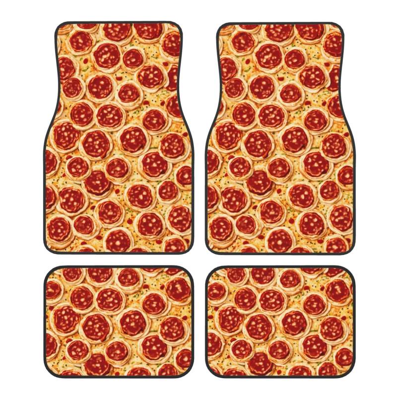 3D Pizza Pepperoni Print Universal Automatten 4-teiliges Set, ästhetisch überlegene und leicht zu reinigende Auto-Fußmatte von SABFWF