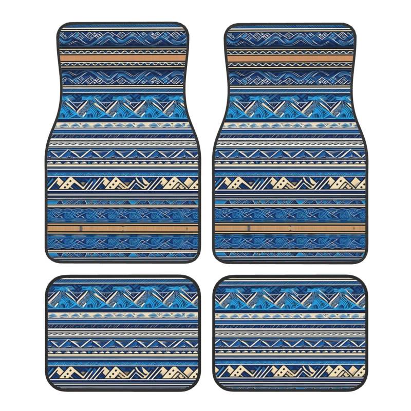 Blaue polynesische Maori Tribal Print Universal Automatten 4-teiliges Set, ästhetisch überlegene und leicht zu reinigende Auto-Fußmatte von SABFWF