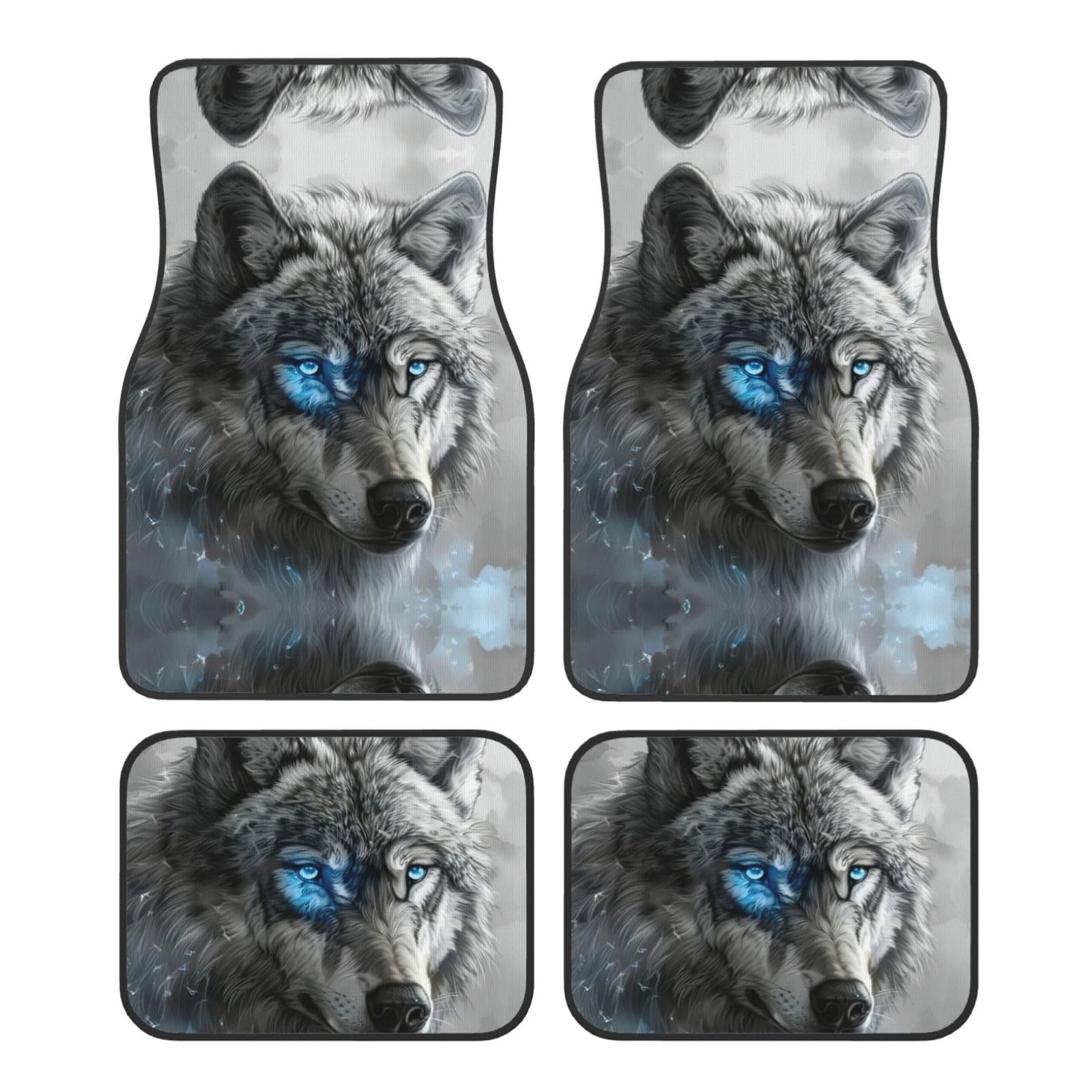 Blue Eyes Wolf Print Universal Automatten 4-teiliges Set, ästhetisch überlegen und leicht zu reinigen Auto Fußmatten von SABFWF