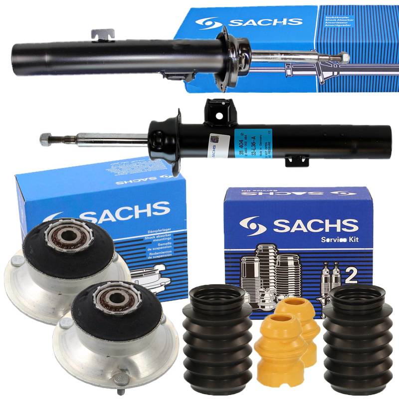 SACHS 2x Gasdruck Stoßdämpfer vorne inkl. Domlager & Staubschutzsatz Kompatibel mit BMW 3er (E90), Touring (E91) von SACHS