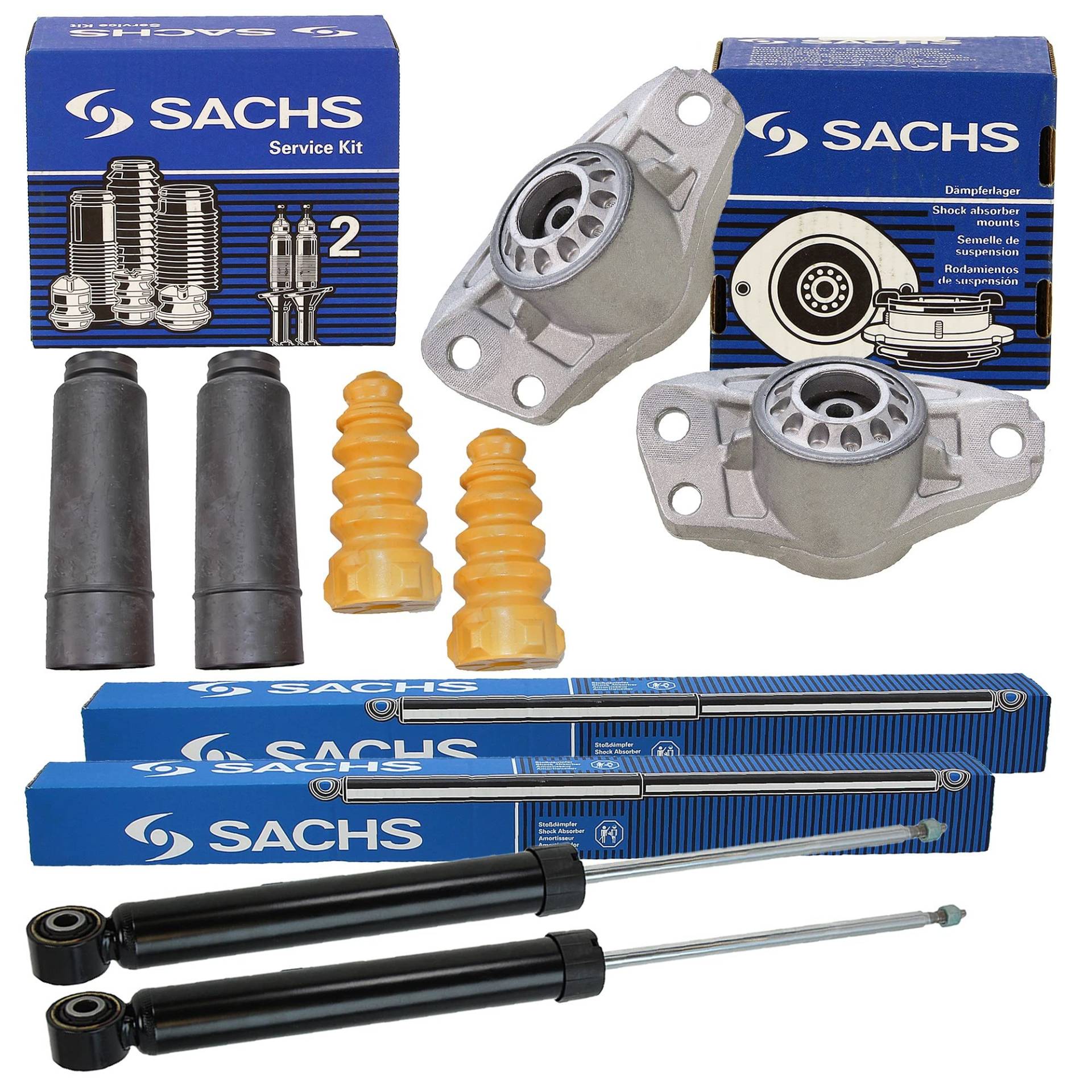 SACHS 2x Gasdruck Stoßdämpfer hinten inkl. Domlager & Staubschutzsatz Kompatibel mit VW TOURAN (1T1, 1T2), TOURAN (1T3) von SACHS