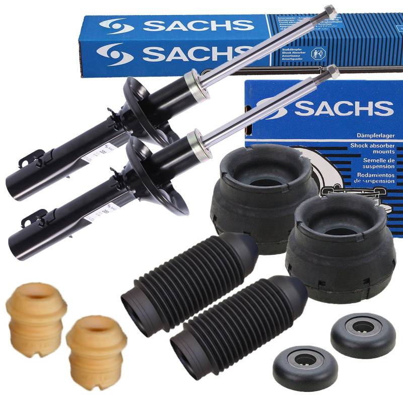 SACHS 2x Gasdruck Stoßdämpfer vorne inkl. Domlager & Staubschutzsatz Kompatibel mit AUDI A3 (8L1), SEAT LEON (1M1), TOLEDO 2 (1M2), SKODA OCTAVIA 1, VW BORA, GOLF 4, NEW BEETLE von SACHS